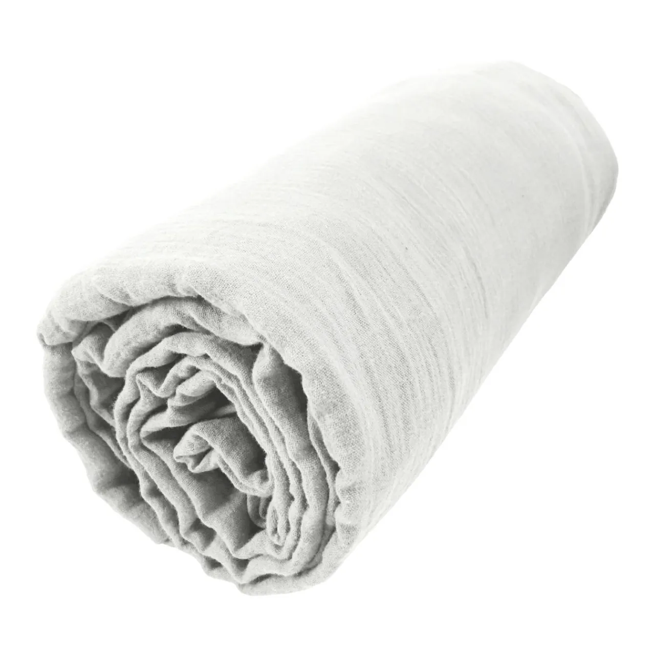 EMINZA Drap housse gaze de coton (90 x 200 cm) Gaïa Gris nuage Gris clair Hot