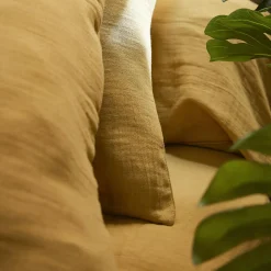 EMINZA Drap housse gaze de coton (180 x 200 cm) Gaïa Jaune safran Outlet