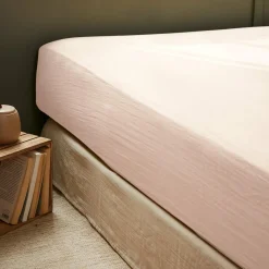 EMINZA Drap housse gaze de coton (180 x 200 cm) Gaïa Rose poudré Online