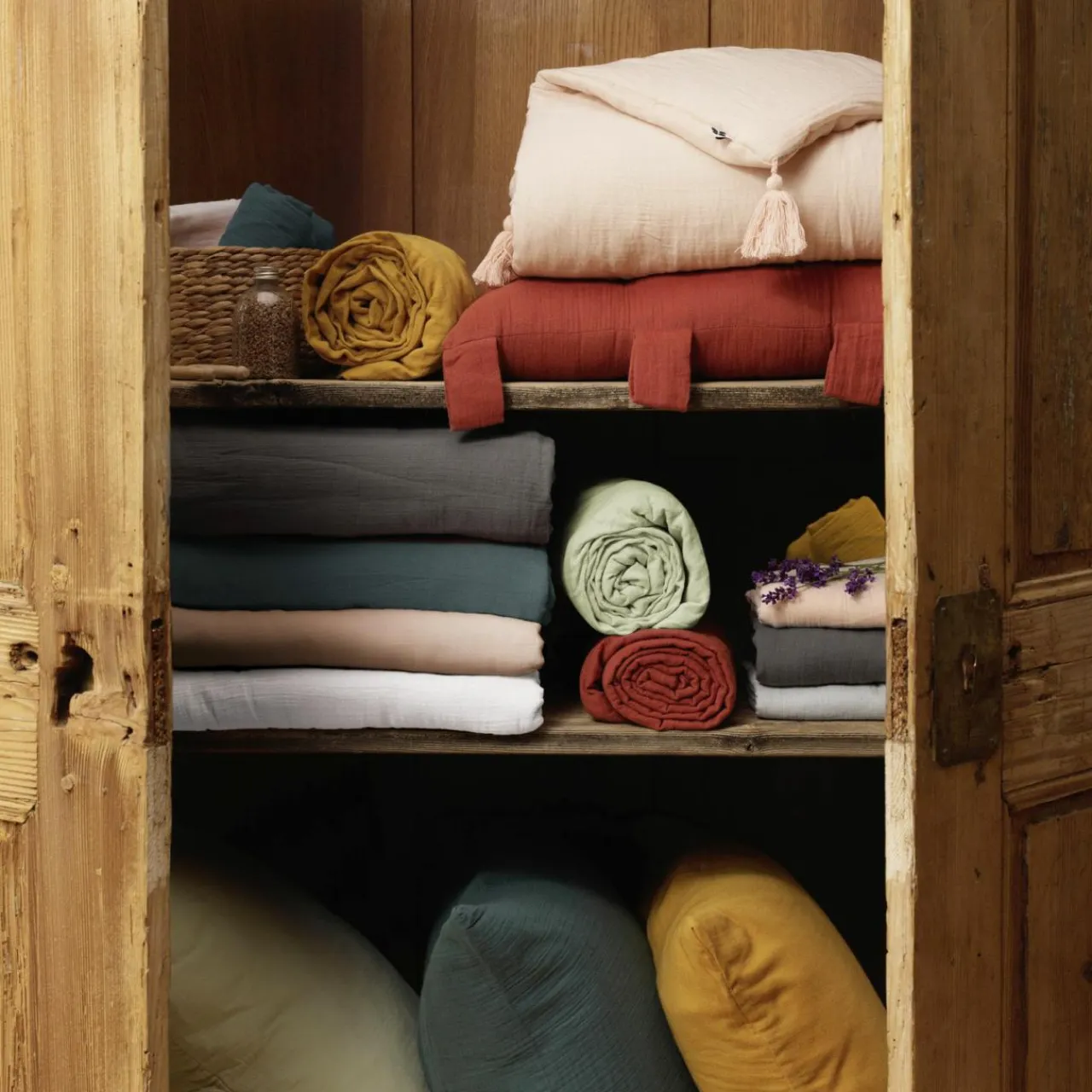 EMINZA Drap housse gaze de coton (180 x 200 cm) Gaïa Rose poudré Online