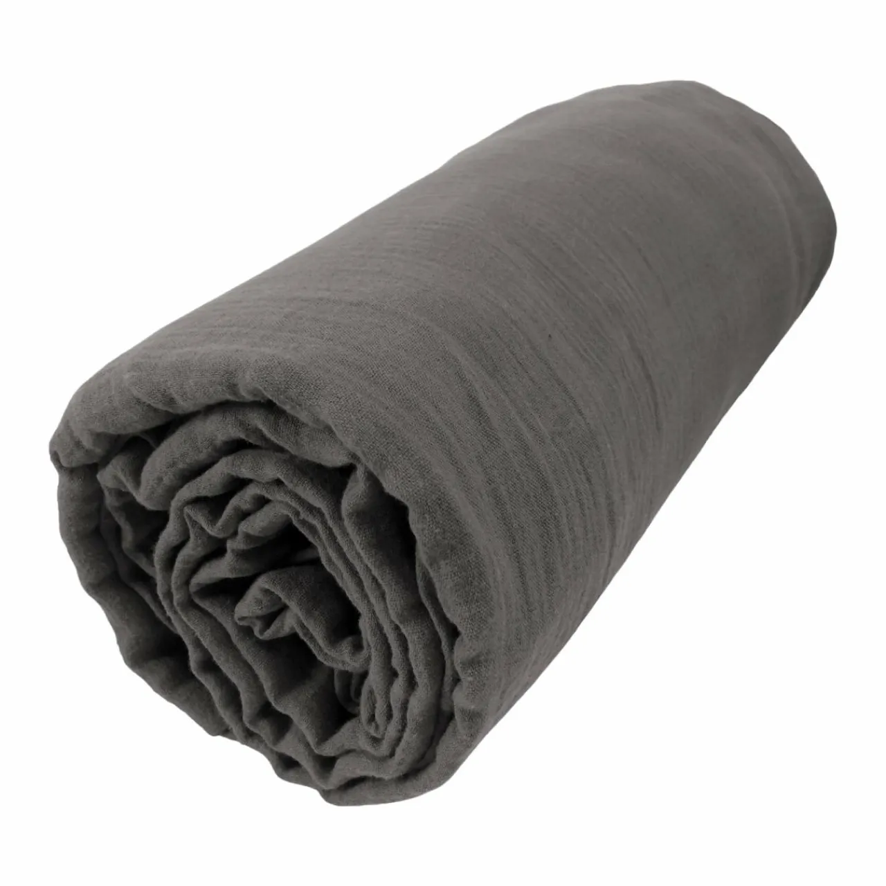 EMINZA Drap housse gaze de coton (90 x 190 cm) Gaïa Gris granit Gris foncé Hot