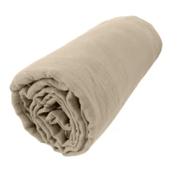 EMINZA Drap housse gaze de coton (140 x 200 cm) Gaïa Ficelle Sale