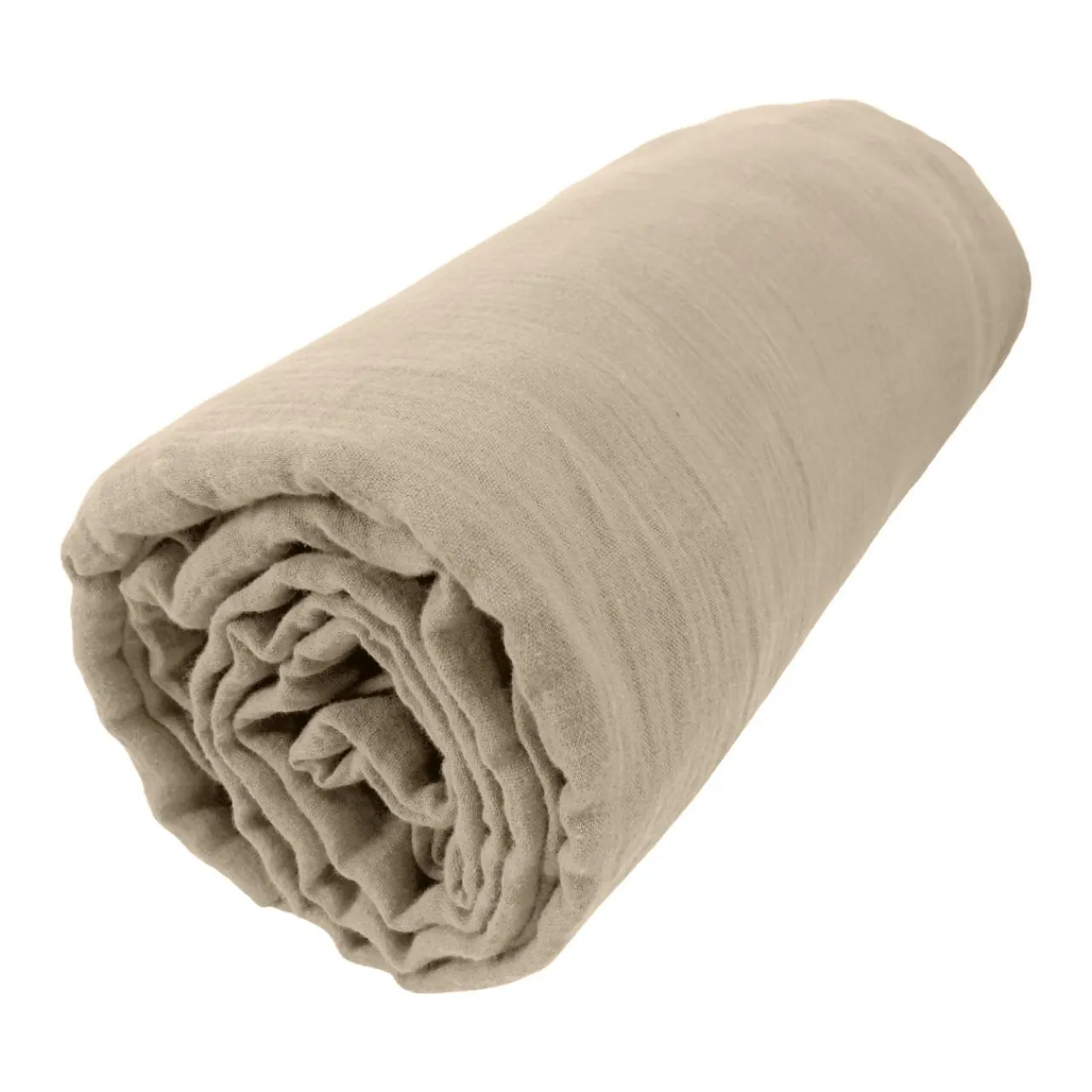 EMINZA Drap housse gaze de coton (140 x 200 cm) Gaïa Ficelle Sale