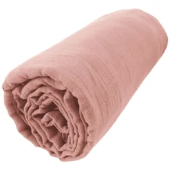 EMINZA Drap housse gaze de coton (140 x 200 cm) Gaïa Rose Pêche Online