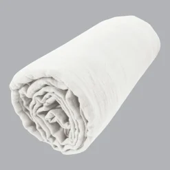 EMINZA Drap housse gaze de coton (160 x 200 cm) Gaïa chantilly Blanc Outlet
