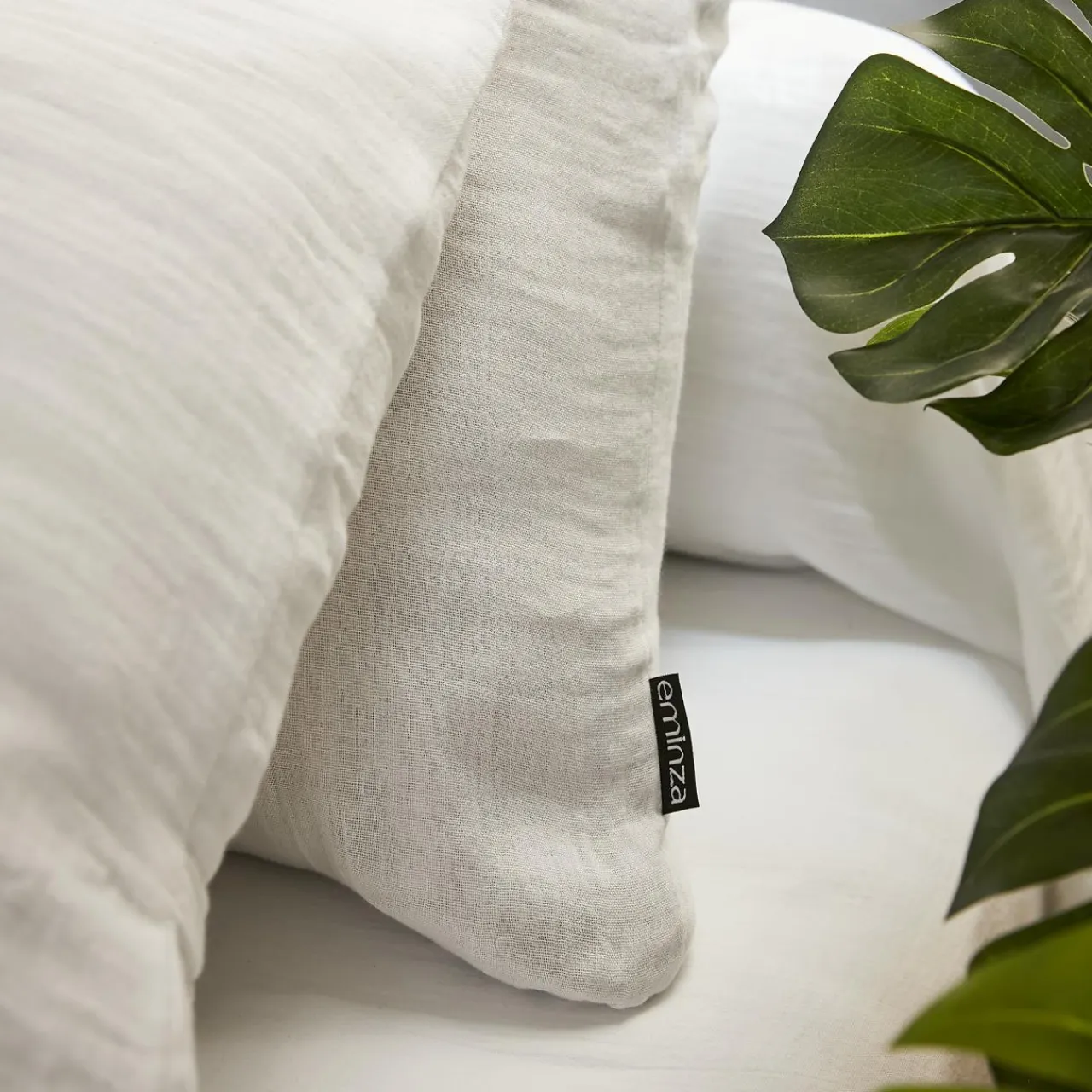 EMINZA Drap housse gaze de coton (160 x 200 cm) Gaïa chantilly Blanc Outlet