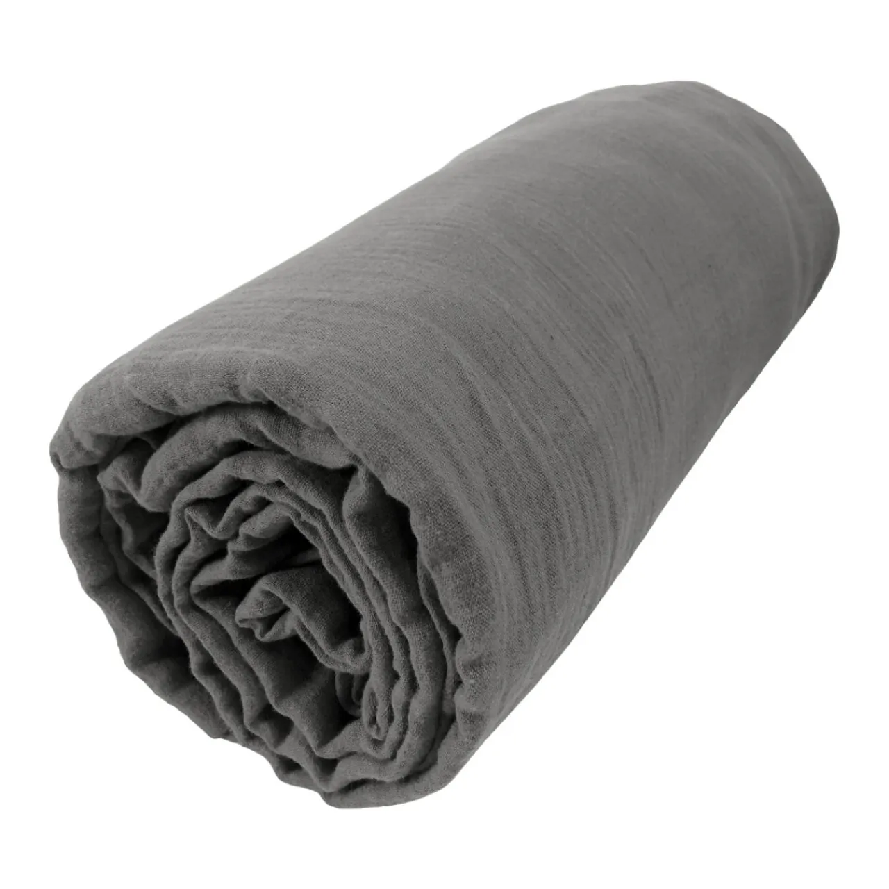 EMINZA Drap housse gaze de coton (140 x 190 cm) Gaïa Gris granit Gris foncé Best