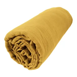EMINZA Drap housse gaze de coton (200 x 200 cm) Gaïa Jaune safran New