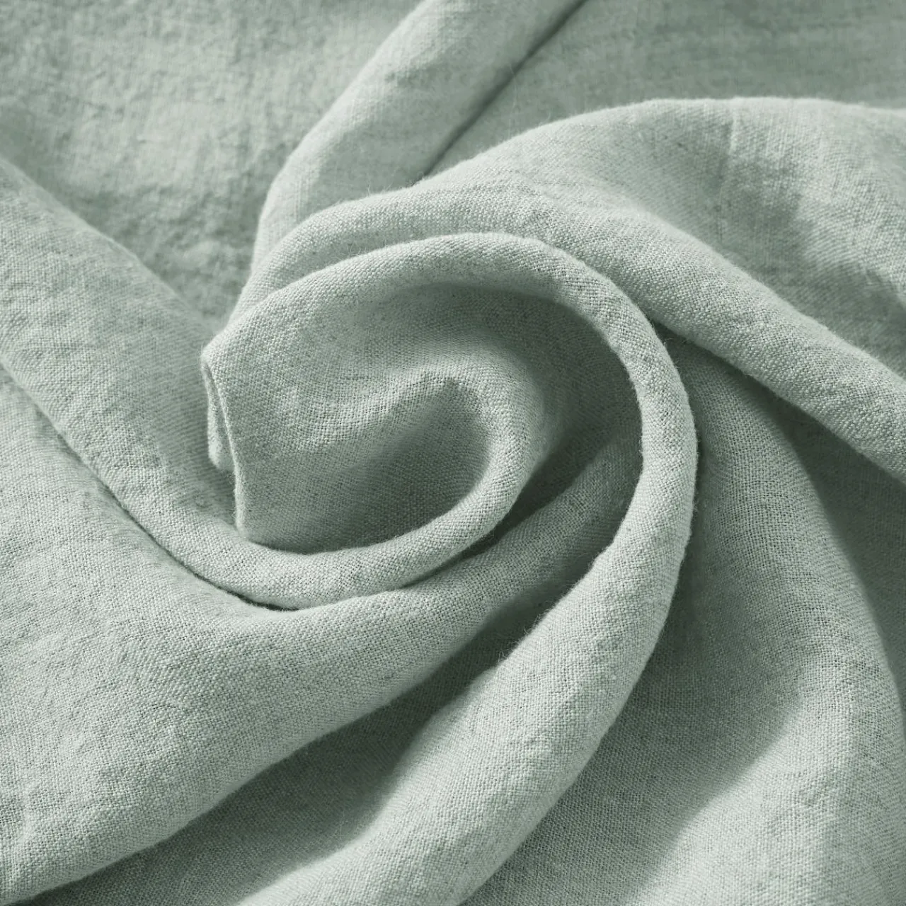 EMINZA Drap housse lin lavé (160 x 200 cm) Louise Vert Eucalyptus Clearance