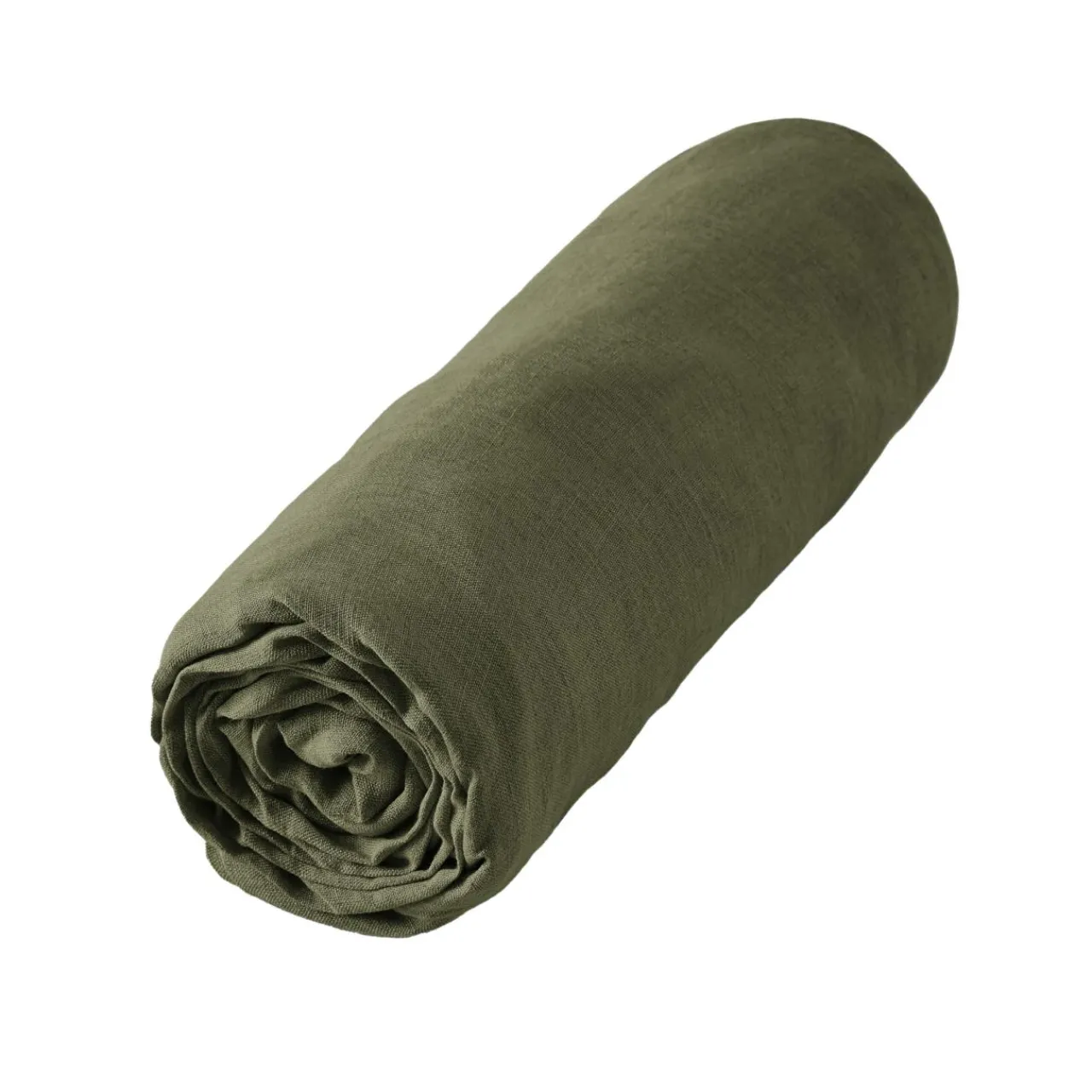 EMINZA Drap housse lin lavé (180 x 200 cm) Louise Vert romarin Discount