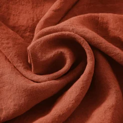 EMINZA Drap housse lin lavé (180 x 200 cm) Louise Terracotta Best