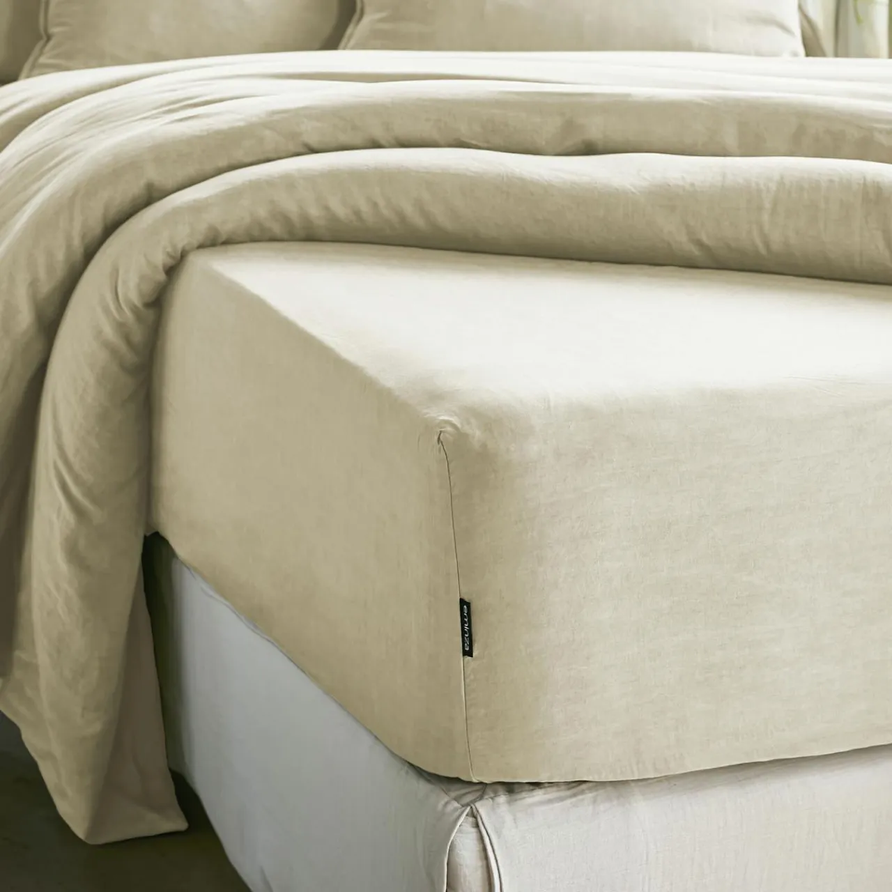 EMINZA Drap housse lyocell Tencel™ lavé (90 x 190 cm) Olivia pampa Beige Outlet