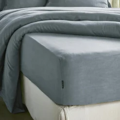 EMINZA Drap housse lyocell Tencel™ lavé (180 x 200 cm) Olivia stone Bleu Clearance