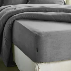 EMINZA Drap housse lyocell Tencel™ lavé (90 x 200 cm) Olivia granit Gris Sale