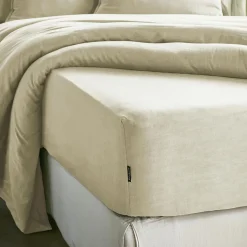 EMINZA Drap housse lyocell Tencel™ lavé (90 x 200 cm) Olivia pampa Beige Discount