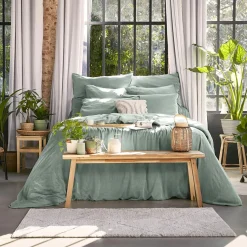 EMINZA Drap housse lyocell Tencel™ lavé (90 x 200 cm) Olivia Vert Eucalyptus Online