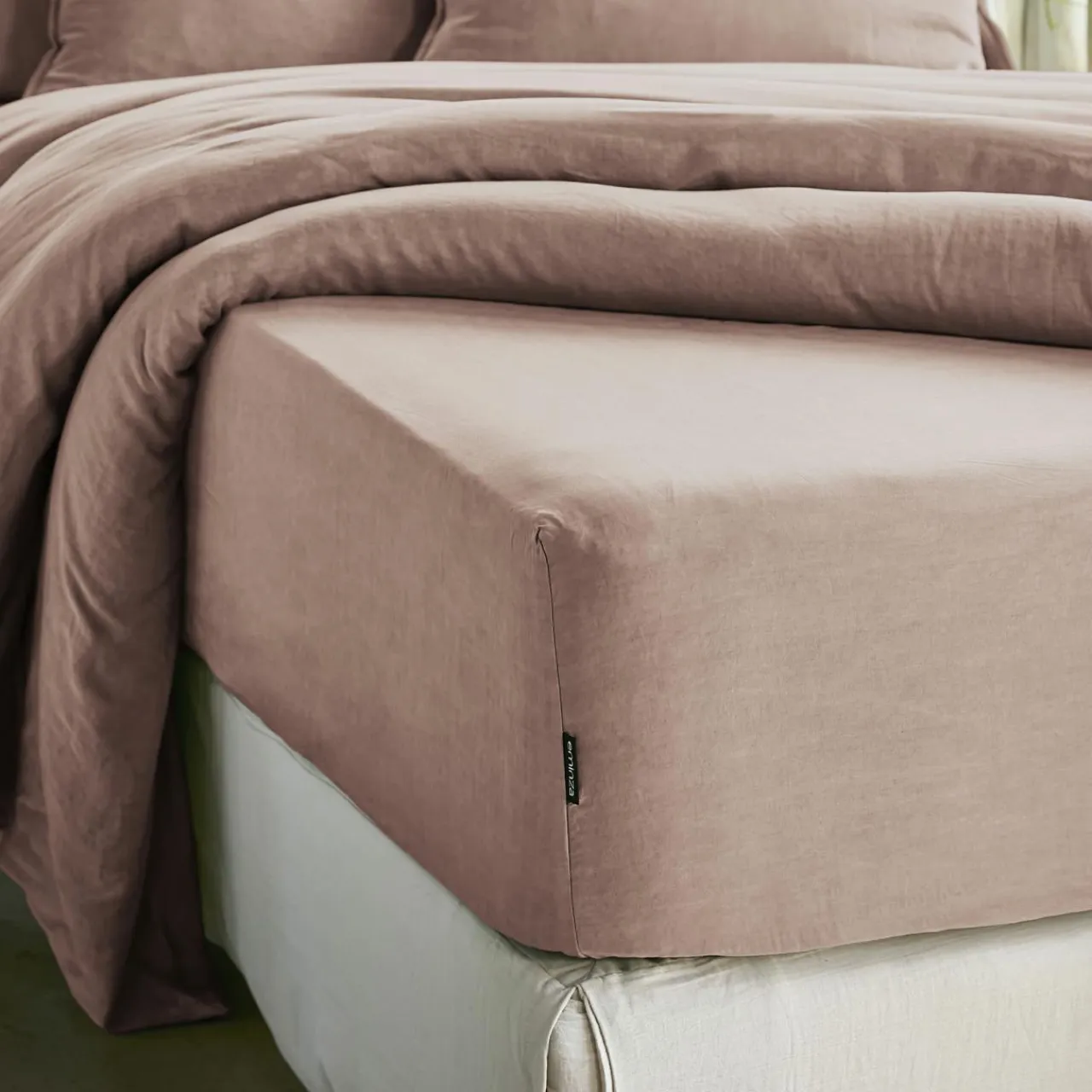 EMINZA Drap housse lyocell Tencel™ lavé (90 x 200 cm) Olivia blush Rose Sale