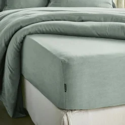 EMINZA Drap housse lyocell Tencel™ lavé (140 x 190 cm) Olivia Vert Eucalyptus Best