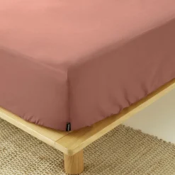 EMINZA Drap housse percale de coton (90 x 200 cm) Cali Bois de rose Rose clair Sale