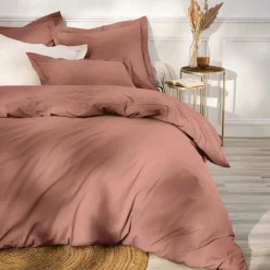 EMINZA Drap housse percale de coton (90 x 200 cm) Cali Bois de rose Rose clair Sale