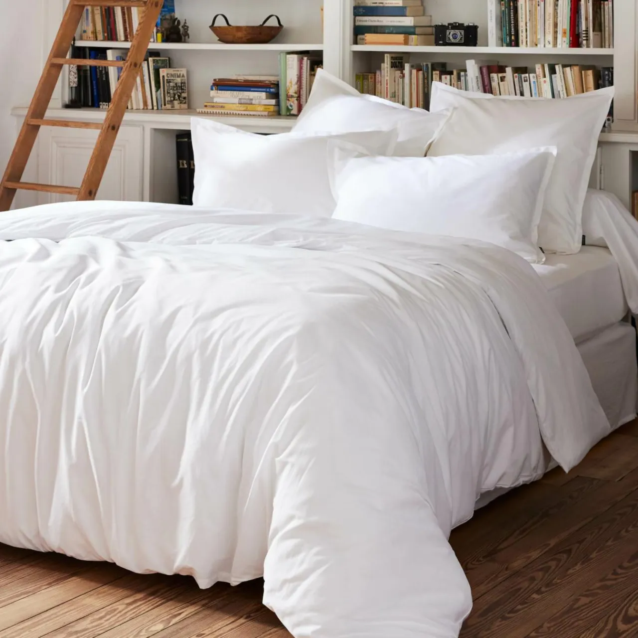 EMINZA Drap housse percale de coton (160 x 200 cm) Cali Blanc