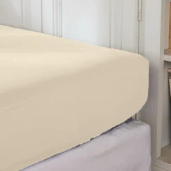EMINZA Drap housse percale de coton (160 x 200 cm) Cali Beige