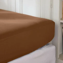 EMINZA Drap housse percale de coton (180 x 200 cm) Cali Marron Chocolat Online