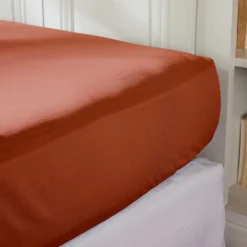 EMINZA Drap housse percale de coton (200 x 200 cm) Cali Terracotta Best