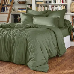 EMINZA Drap housse percale de coton (140 x 190 cm) Cali Vert romarin