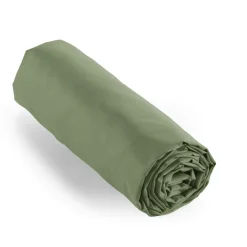EMINZA Drap housse percale de coton (160 x 200 cm) Cali Vert romarin Discount