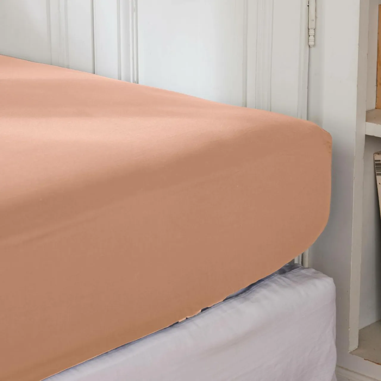 EMINZA Drap housse percale de coton (140 x 190 cm) Cali Rose Pêche Discount