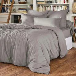 EMINZA Drap housse percale de coton (200 x 200 cm) Cali Gris clair