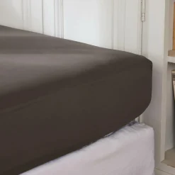 EMINZA Drap housse percale de coton (90 x 190 cm) Cali Gris Anthracite Clearance
