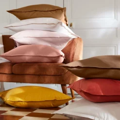 EMINZA Drap housse percale de coton (200 x 200 cm) Cali Rose Pêche New