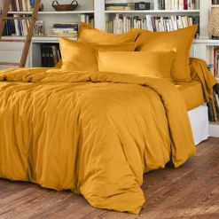 EMINZA Drap housse percale de coton (90 x 190 cm) Cali Jaune moutarde