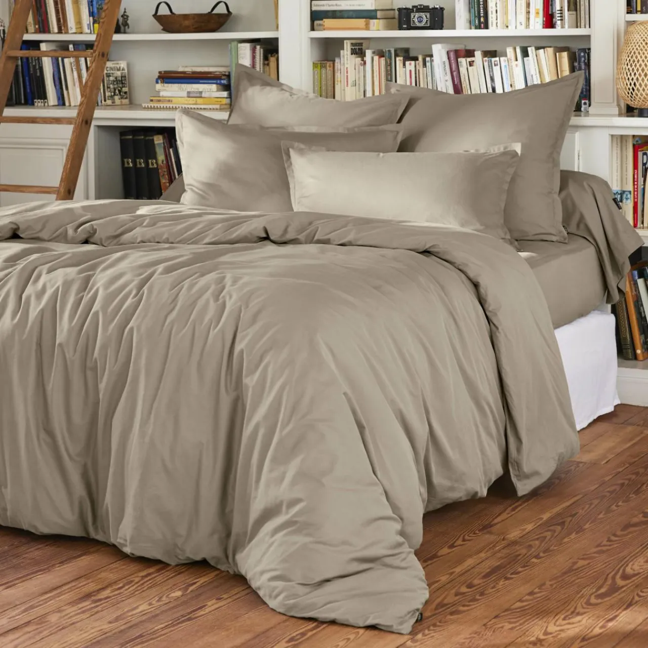 EMINZA Drap housse percale de coton (90 x 190 cm) Cali Taupe Discount