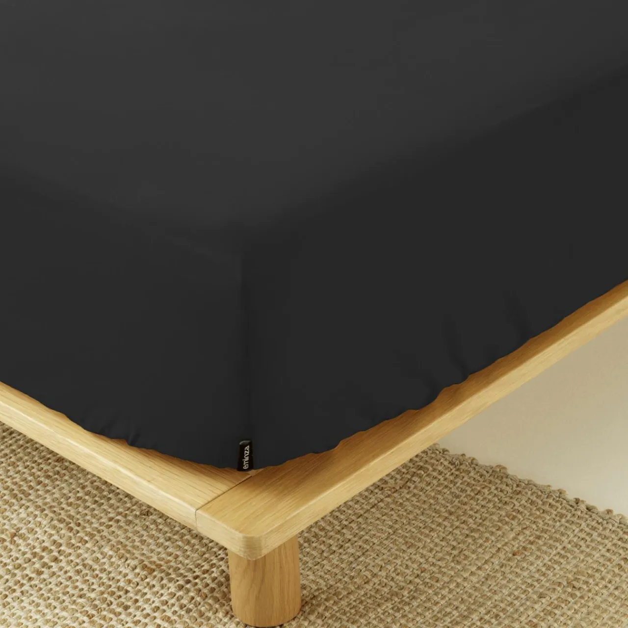 EMINZA Drap housse percale de coton (90 x 200 cm) Cali Noir Sale