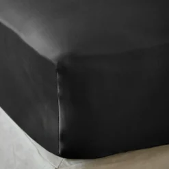 EMINZA Drap housse satin de bambou (160 x 200 cm) Sienna Noir Outlet