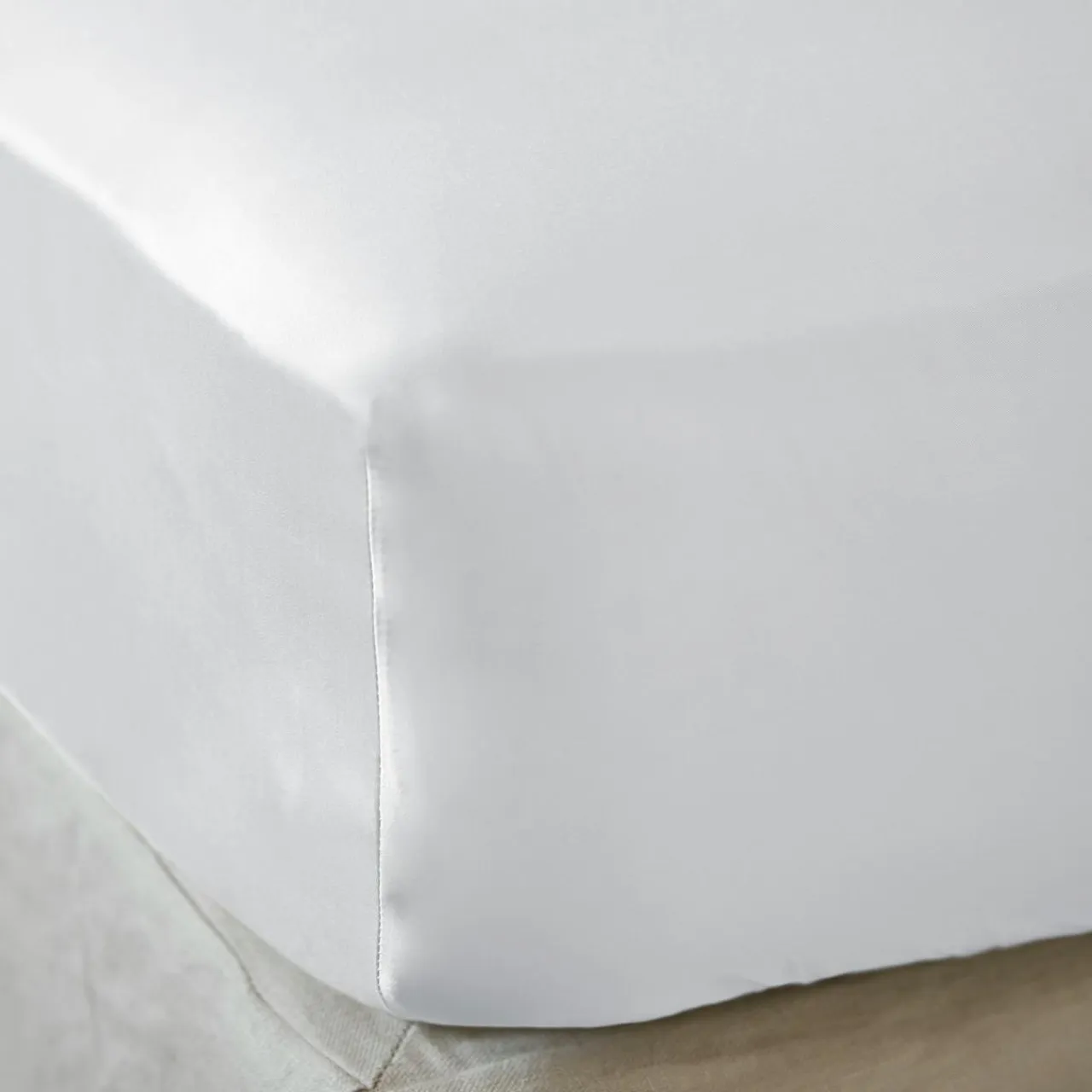 EMINZA Drap housse satin de bambou (200 x 200 cm) Sienna chantilly Blanc