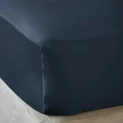 EMINZA Drap housse satin de bambou (160 x 200 cm) Sienna Bleu nuit Sale