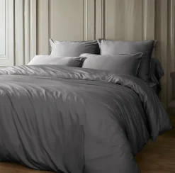 EMINZA Drap housse satin de bambou (140 x 190 cm) Sienna granit Gris