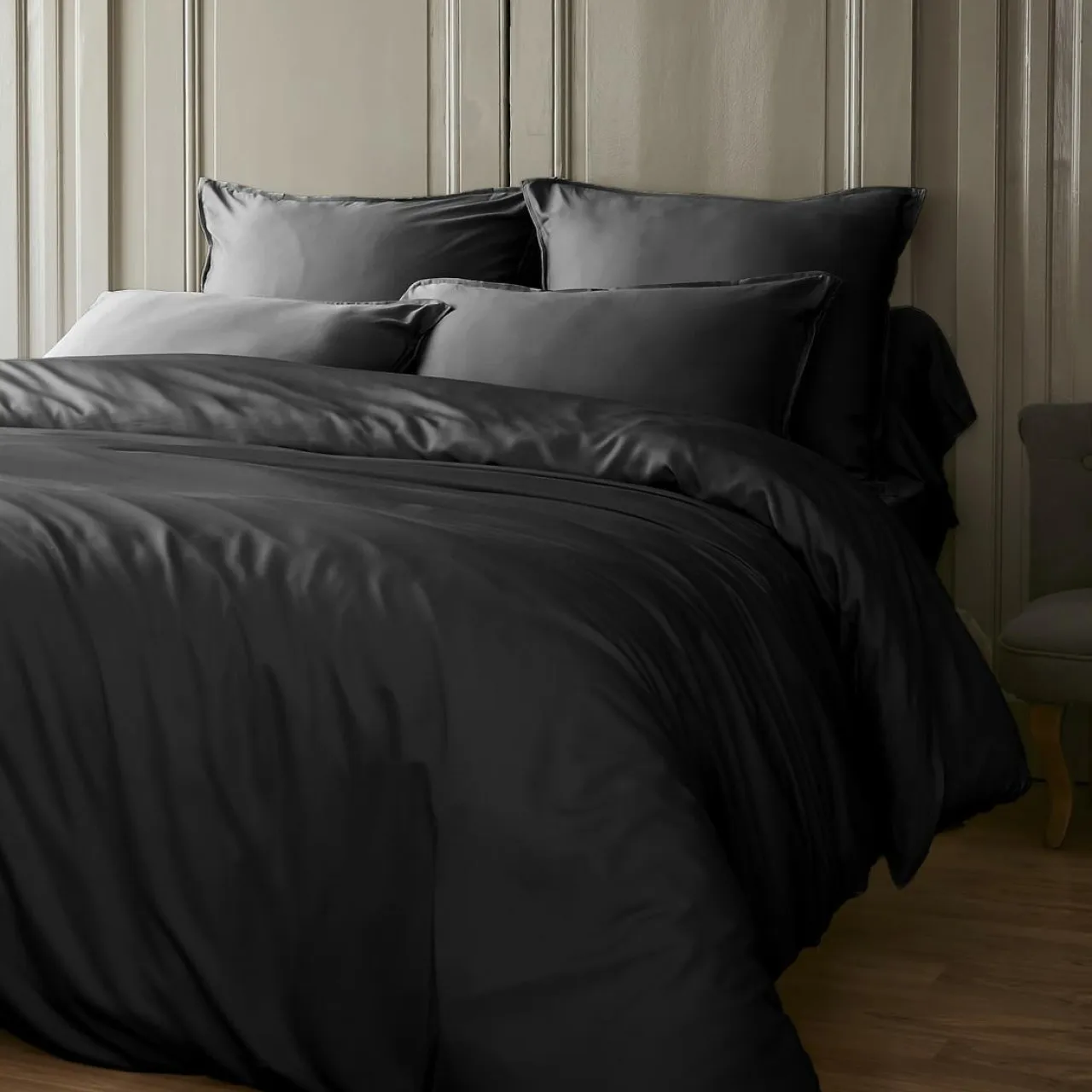 EMINZA Drap housse satin de bambou (180 x 200 cm) Sienna Noir Online
