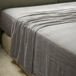 EMINZA Drap plat gaze de coton (270 x 300 cm) Gaïa Gris granit Gris foncé Discount