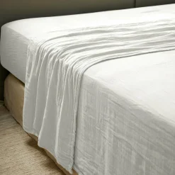 EMINZA Drap plat gaze de coton (240 x 300 cm) Gaïa Gris nuage Gris clair Online
