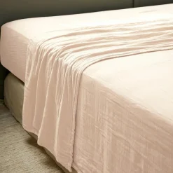 EMINZA Drap plat gaze de coton (240 x 300 cm) Gaïa Rose poudré Hot