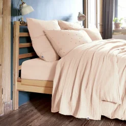 EMINZA Drap plat gaze de coton (240 x 300 cm) Gaïa Rose poudré Hot