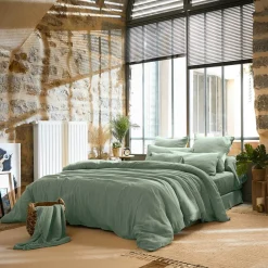 EMINZA Drap plat gaze de coton (240 x 300 cm) Gaïa Vert Eucalyptus Sale