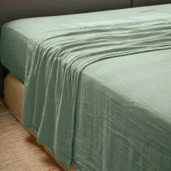 EMINZA Drap plat gaze de coton (270 x 300 cm) Gaïa Vert Eucalyptus