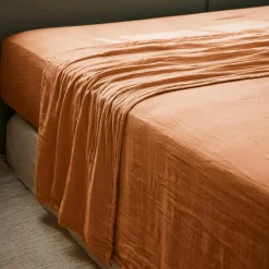 EMINZA Drap plat gaze de coton (240 x 300 cm) Gaïa Abricot Sale