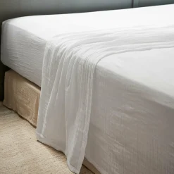 EMINZA Drap plat gaze de coton (240 x 300 cm) Gaïa chantilly Blanc Online